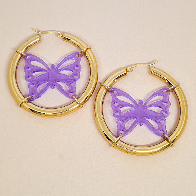 Créoles Butterfly Rose ou Lilas