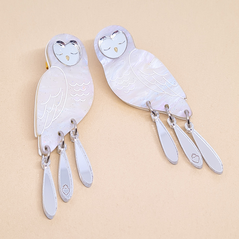 boucles d'oreilles chouette blanche
