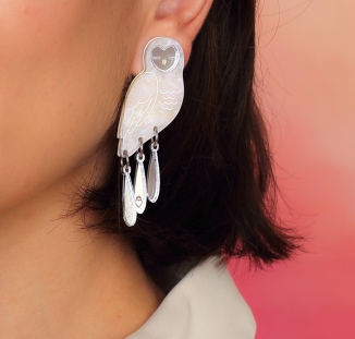 boucles d'oreilles chouette blanche 3