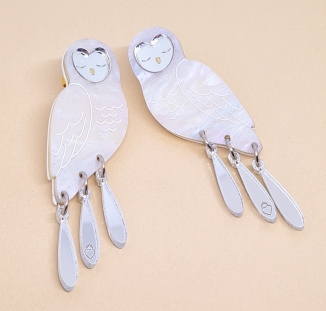 boucles d'oreilles chouette blanche